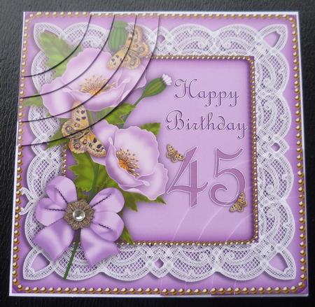 Lilac Poppy 45 Birthday 6in Duo Corner Stacker by Charlie Angel
