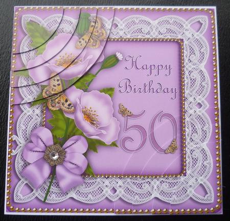 Lilac Poppy 50 Birthday 6in Duo Corner Stacker by Charlie Angel