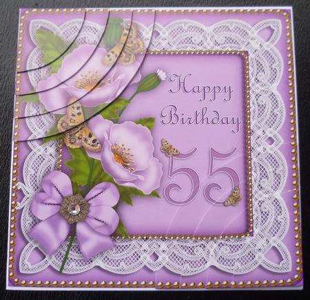 Lilac Poppy 55 Birthday 6in Duo Corner Stacker by Charlie Angel