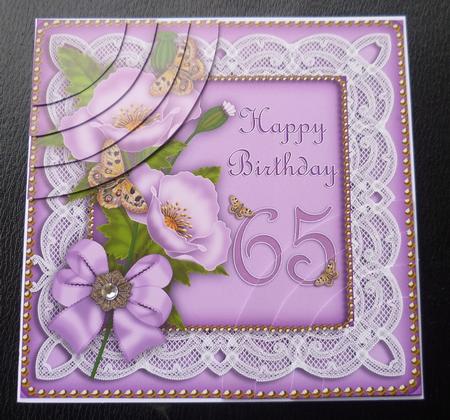 Lilac Poppy 65 Birthday 6in Duo Corner Stacker by Charlie Angel