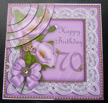 Lilac Poppy 70 Birthday 6in Duo Corner Stacker by Charlie Angel