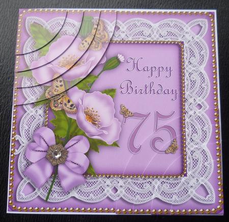Lilac Poppy 75 Birthday 6in Duo Corner Stacker by Charlie Angel
