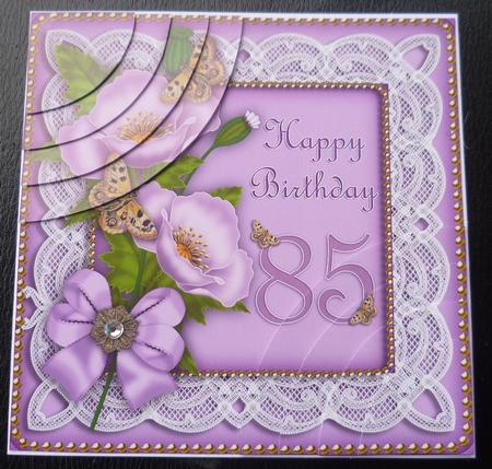 Lilac Poppy 85 Birthday 6in Duo Corner Stacker by Charlie Angel