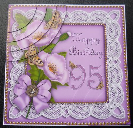 Lilac Poppy 95 Birthday 6in Duo Corner Stacker by Charlie Angel