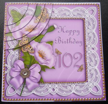 Lilac Poppy 102 Birthday 6in Duo Corner Stacker by Charlie Angel