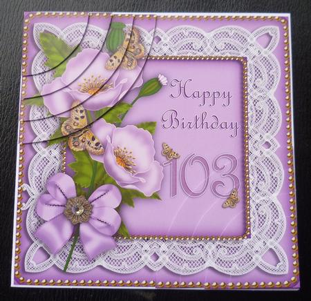 Lilac Poppy 103 Birthday 6in Duo Corner Stacker by Charlie Angel
