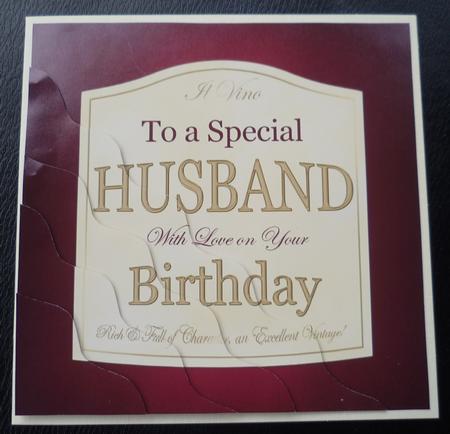 Husband Birthday Wine Label Wavy Corner Side Stacker Topper by Charlie Angel