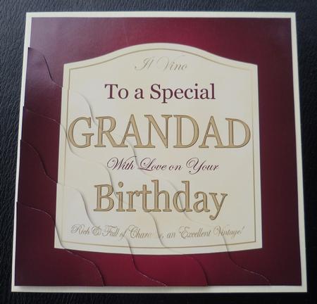 Grandad Birthday Wine Label Wavy Corner Side Stacker Topper by Charlie Angel