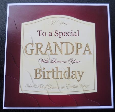 Grandpa Birthday Wine Label Wavy Corner Side Stacker Topper by Charlie Angel