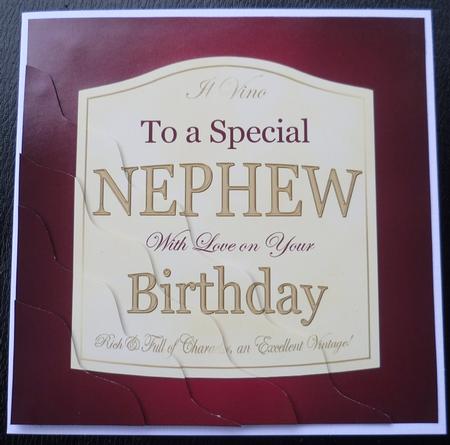 Nephew Birthday Wine Label Wavy Corner Side Stacker by Charlie Angel