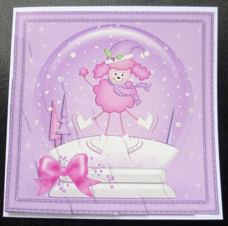 Xmas Poodle Snowglobe Wavy Corner Side Stacker Topper by Charlie Angel