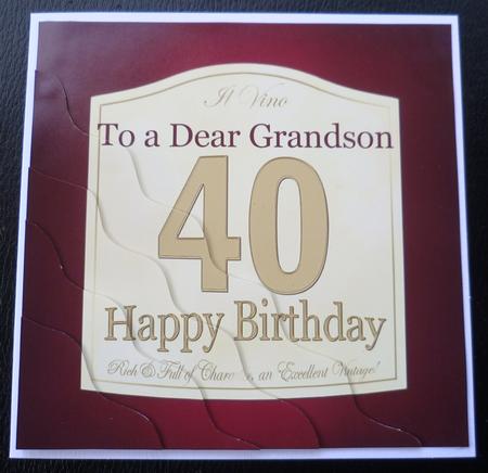 40th Birthday Grandson Wine Label Wavy Corner Side Stacker by Charlie Angel