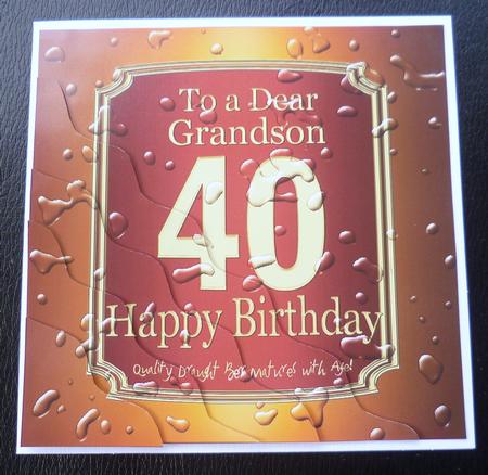 40th Birthday Grandson Beer Label Wavy Corner Side Stacker by Charlie Angel