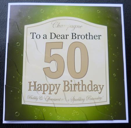 50th Birthday Brother Champagne Label Wavy Corner by Charlie Angel