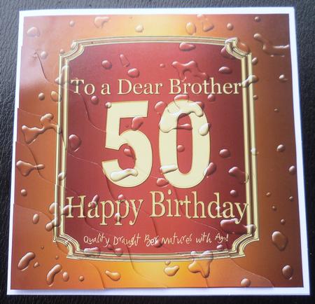 50th Birthday Brother Beer Label Wavy Corner by Charlie Angel