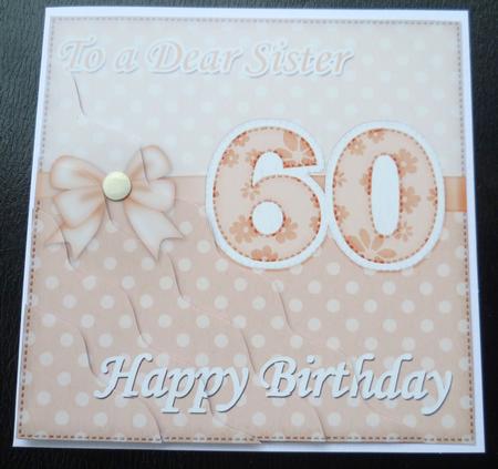 60th Birthday Sister Felties Wavy Corner Side Stacker Topper by Charlie Angel