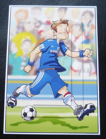 Football Dude Blue and White A4 by Charlie Angel