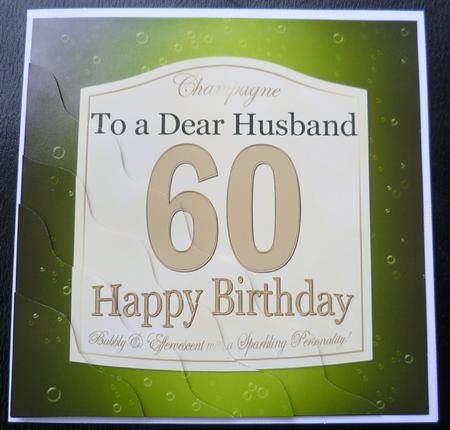 60th Birthday Husband Champagne Label Wavy Corner Side Stack by Charlie Angel