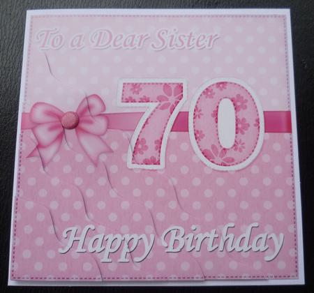 70th Birthday Sister Felties Wavy Corner Side Stacker Topper by Charlie Angel