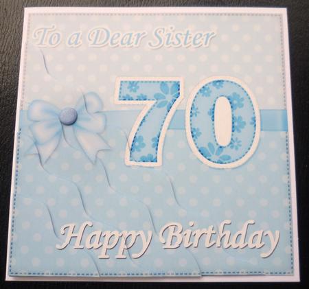 70th Birthday Sister Felties Wavy Corner Side Stacker Topper by Charlie Angel