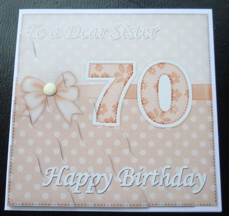 70th Birthday Sister Felties Wavy Corner Side Stacker Topper by Charlie Angel