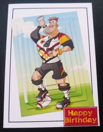 Rugby Dude: Black,red,yellow Pyramid by Charlie Angel