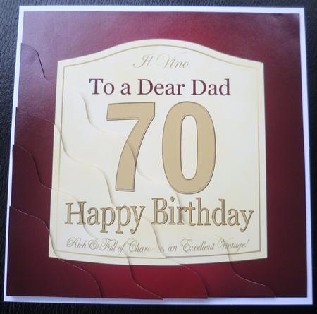 70th Birthday Dad Wine Label Wavy Corner Side Stacker Topper by Charlie Angel