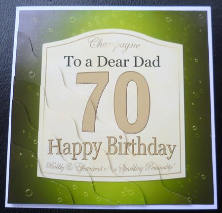 70th Birthday Dad Champagne Label Wavy Corner Side Stacker T by Charlie Angel