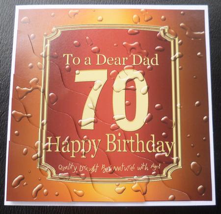 70th Birthday Dad Beer Label Wavy Corner Side Stacker Topper by Charlie Angel