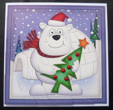 Xmas Ben Polar Bear Wavy Corner Side Stacker Topper by Charlie Angel