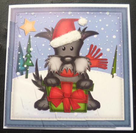 Xmas Hamish Scottie Dog Wavy Corner Side Stacker Topper by Charlie Angel