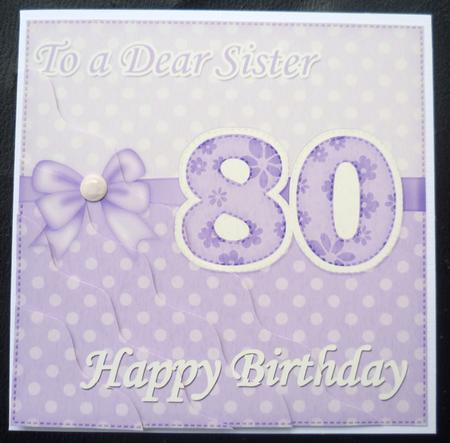 80th Birthday Sister Felties Wavy Corner Side Stacker Topper by Charlie Angel