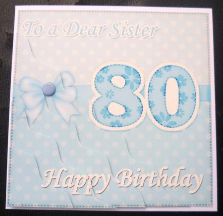 80th Birthday Sister Felties Wavy Corner Side Stacker Topper by Charlie Angel