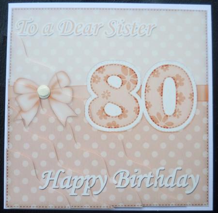 80th Birthday Sister Felties Wavy Corner Side Stacker Topper by Charlie Angel