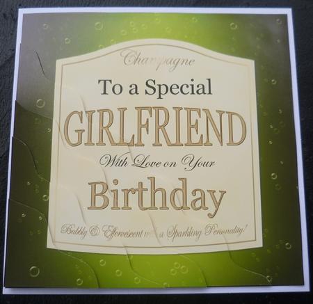Birthday Girlfriend Champers Label Wavy Corner by Charlie Angel
