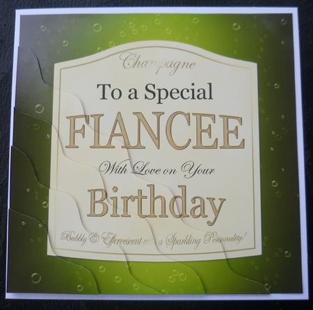 Birthday Fiancee Champers Label Wavy Corner by Charlie Angel