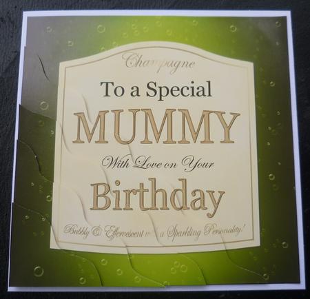 Birthday Mummy Champers Label Wavy Corner by Charlie Angel