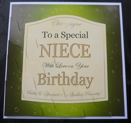 Birthday Niece Champers Label Wavy Corner by Charlie Angel