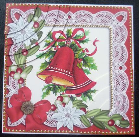 Christmas Bells Red Poinsettia 6in Duo Corner Stacker by Charlie Angel