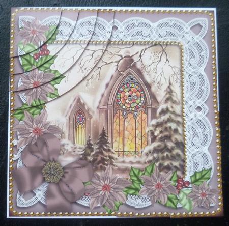 Church Window Poinsettia 6in Duo Corner Stacker by Charlie Angel