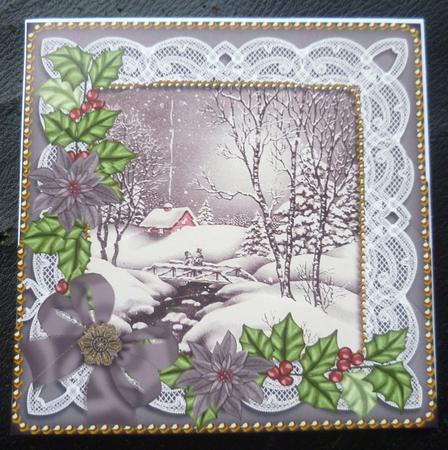 Winter Walk Black Poinsettia 5in Round Bottom Stacker by Charlie Angel