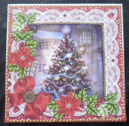 My Christmas Tree Red Poinsettia 5in Round Bottom Stacker by Charlie Angel