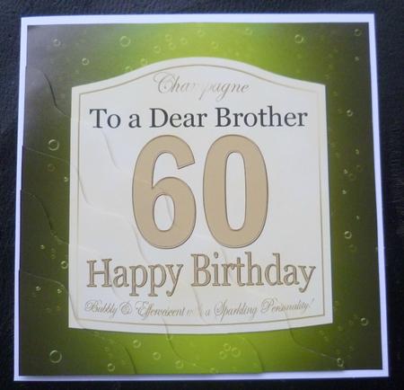 60th Birthday Brother Champagne Label Wavy Corner by Charlie Angel