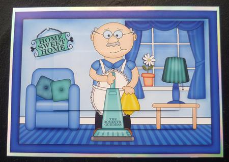A4 Bert Does the Housework Card Topper by Charlie Angel