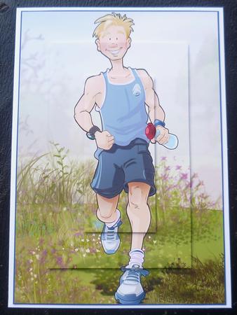 Jogger Dude (blue) A4 by Charlie Angel