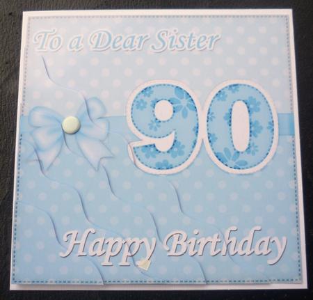 90th Birthday Sister Felties Wavy Corner Side Stacker Topper by Charlie Angel