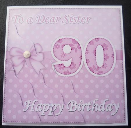 90th Birthday Sister Felties Wavy Corner Side Stacker Topper by Charlie Angel