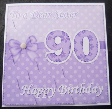 90th Birthday Sister Felties Wavy Corner Side Stacker Topper by Charlie Angel