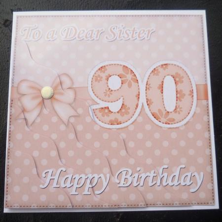 90th Birthday Sister Felties Wavy Corner Side Stacker Topper by Charlie Angel