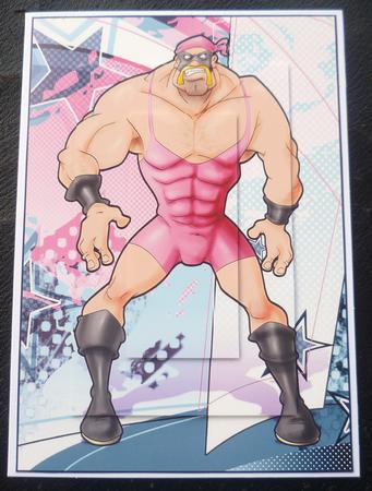 Wrestler Dude (pink) A4 by Charlie Angel